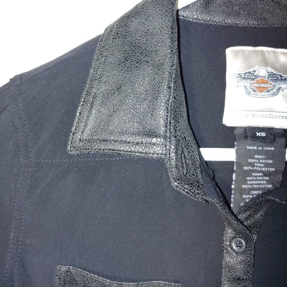 Harley Davidson Button Up Blouse Long Sleeve Size XS Black - Picture 3 of 9